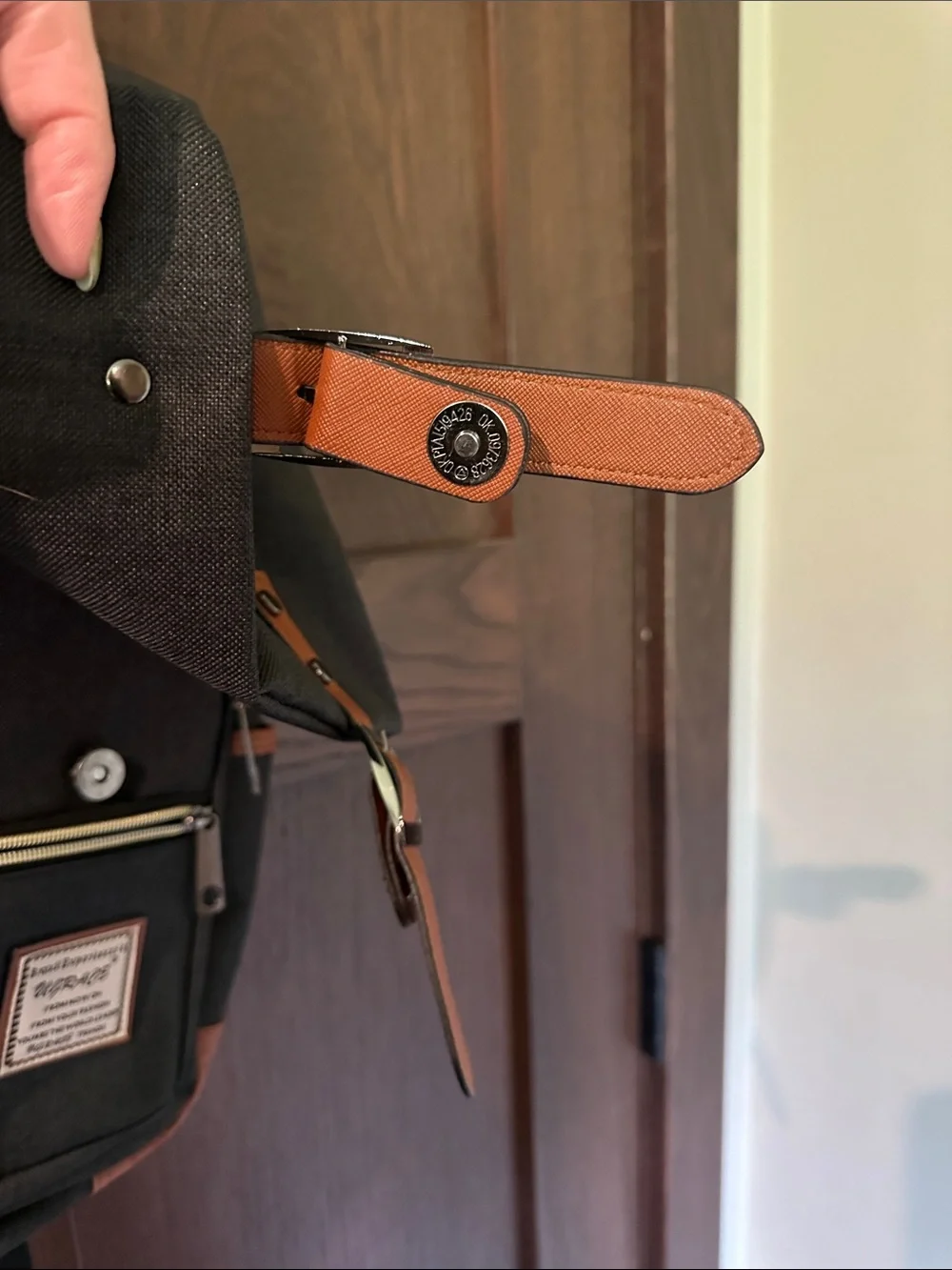 Canvas Flap Backpack with Brown Trim - Unbranded